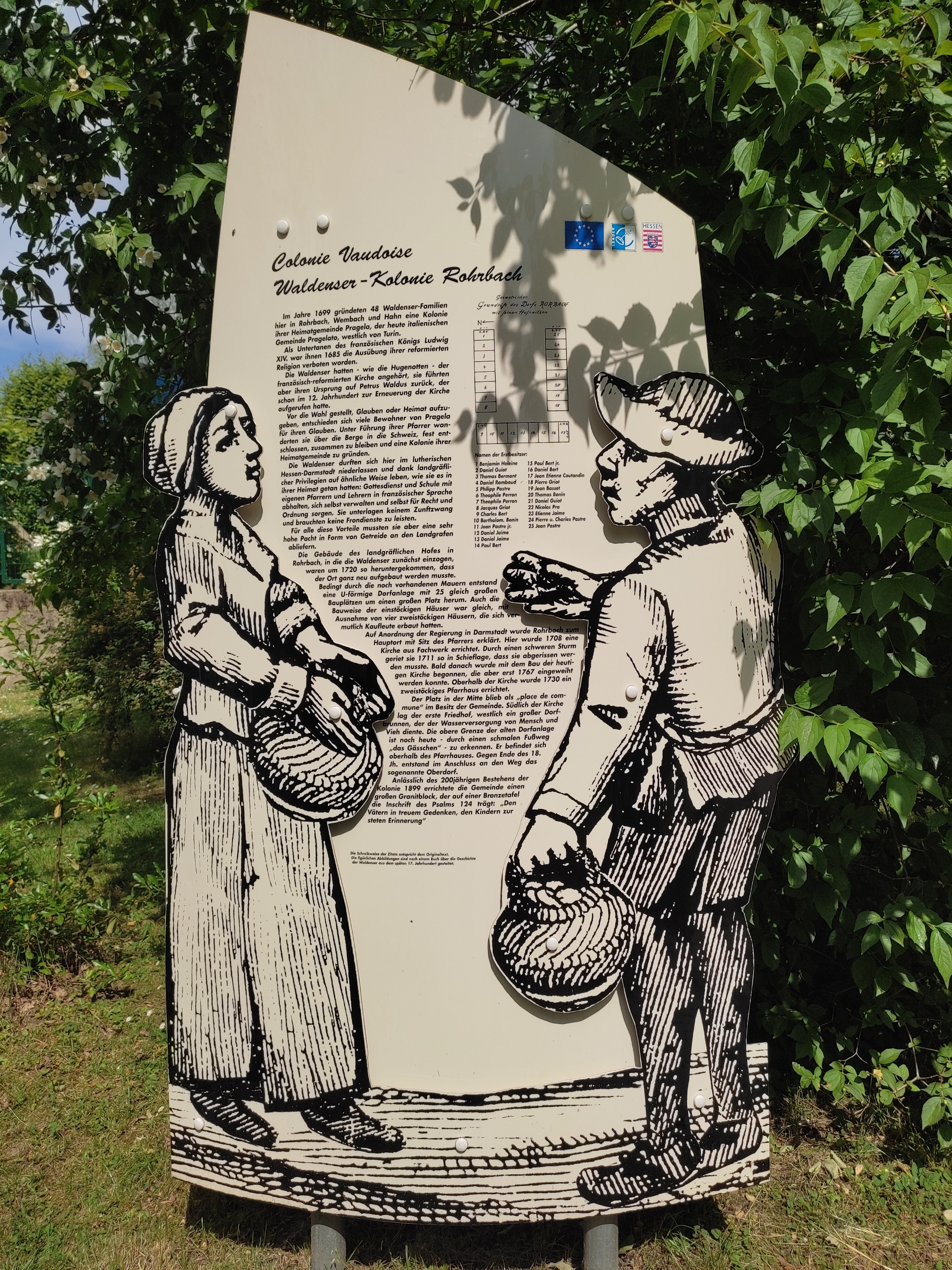 Info-Tafel zu den Waldensern in Rohrbach