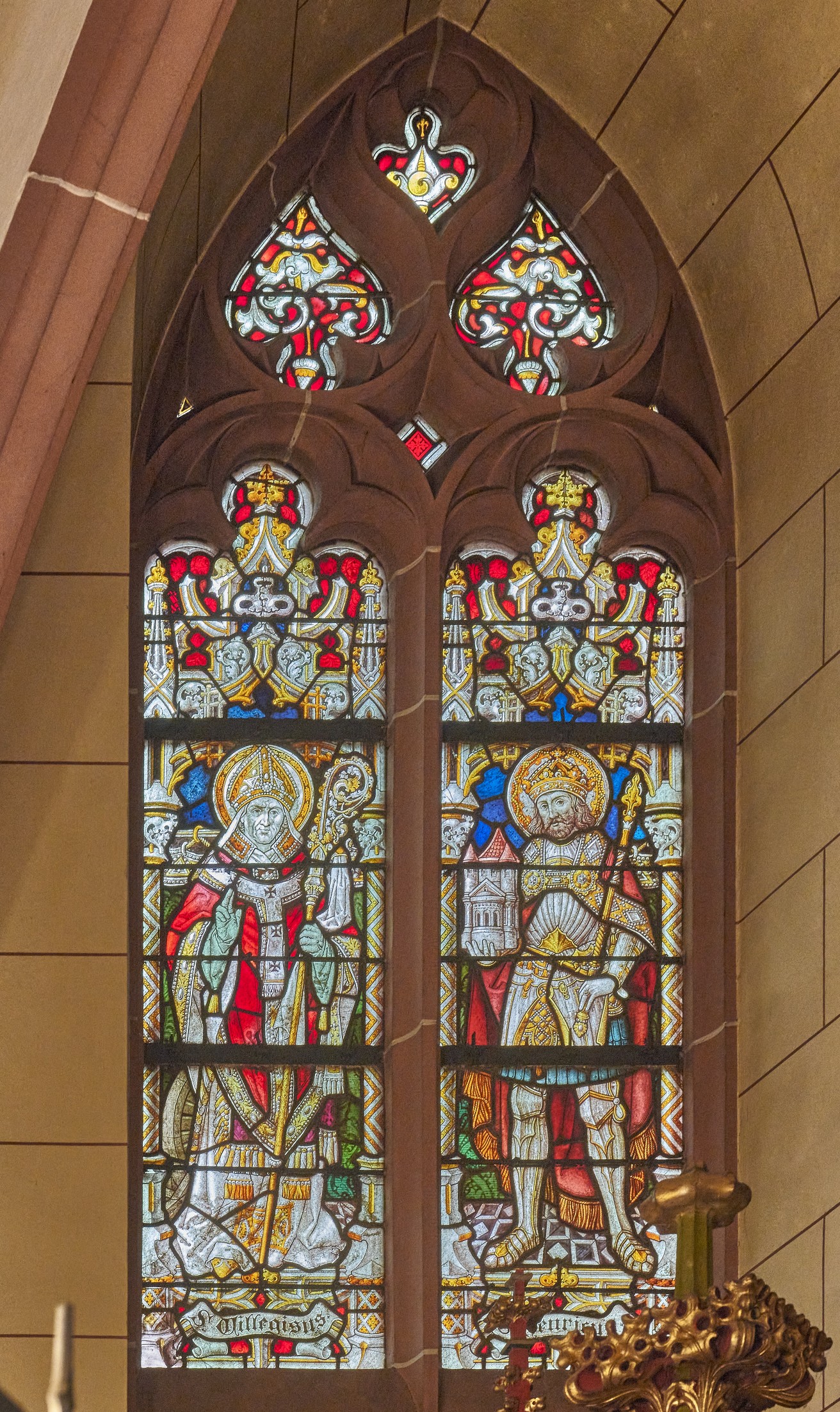 1. linkes Hochschifffenster: Willigis von Mainz und Kaiser Heinrich (c) W. Vollrath