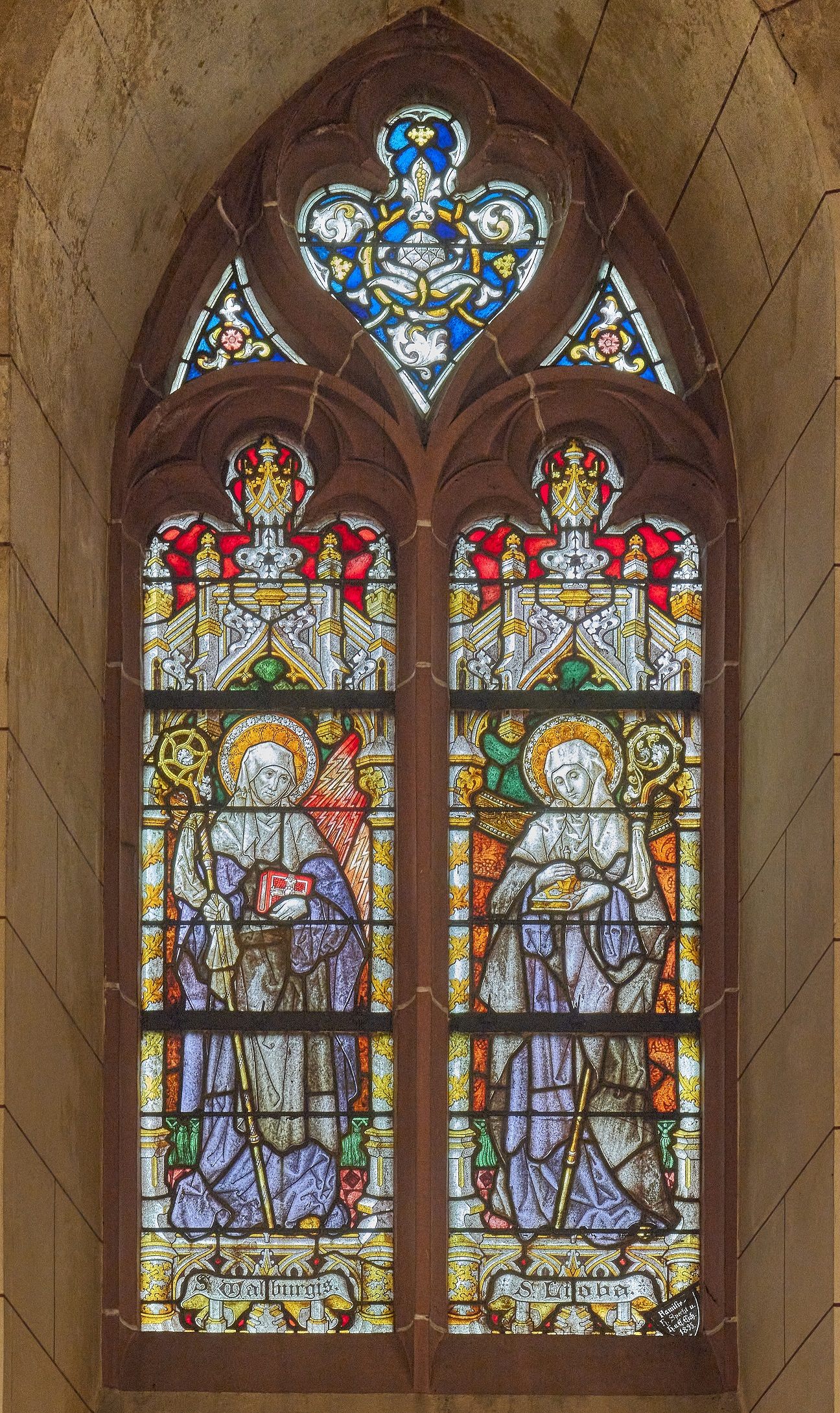 3. linkes Hochschifffenster: Hl. Äbtissin Walburga und die hl Äbtissin Lioba, (c) W. Vollrath