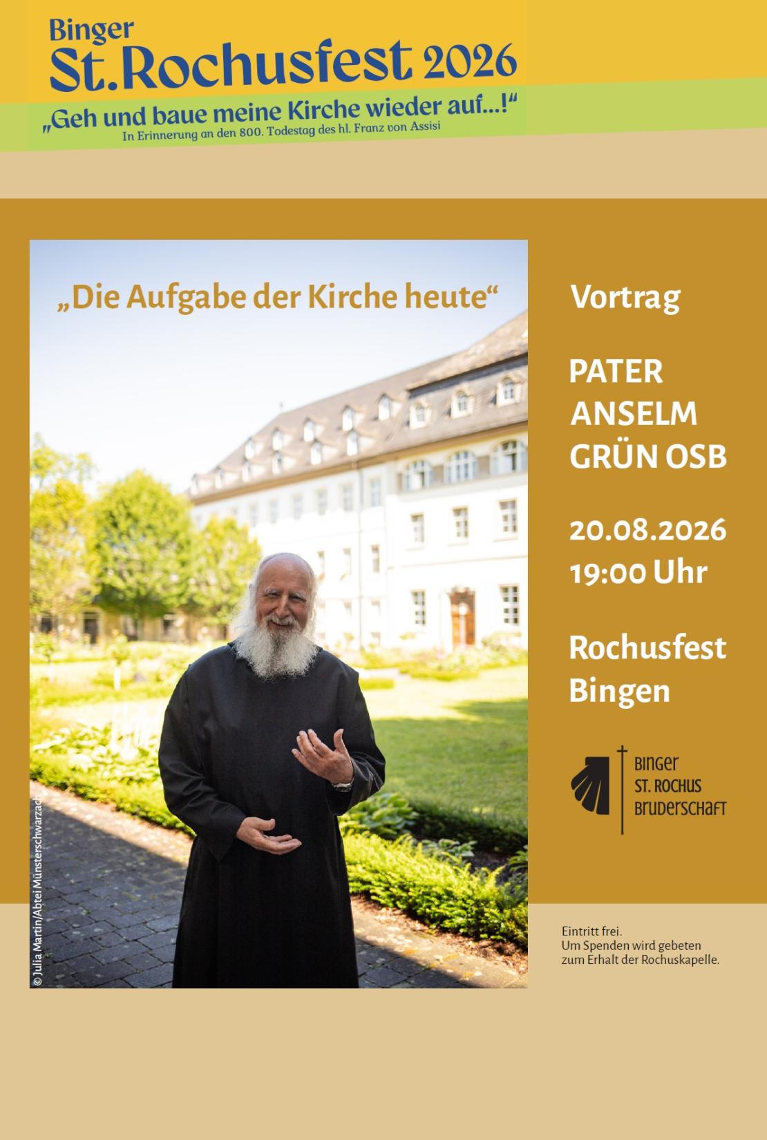 2026-Plakat-Pater Anselm Grün (c) Rochusbruderschaft