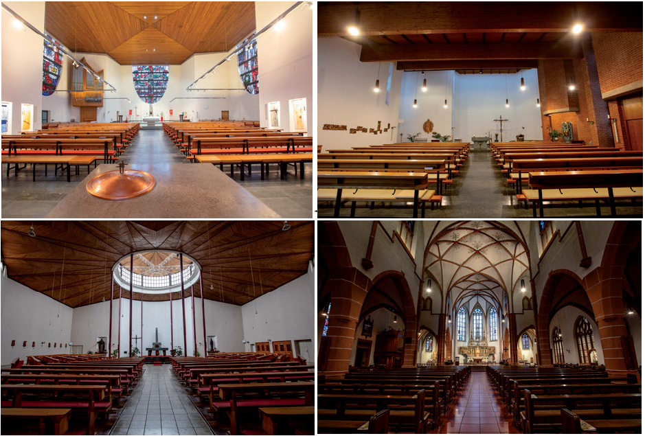 Die vier Gemeindekirchen im Pastoralraum Gießen-Stadt: St. Thomas Morus, Maria Frieden (oben) - St. Albertus, St. Bonifatius (unten) (c) Sascha Rheker