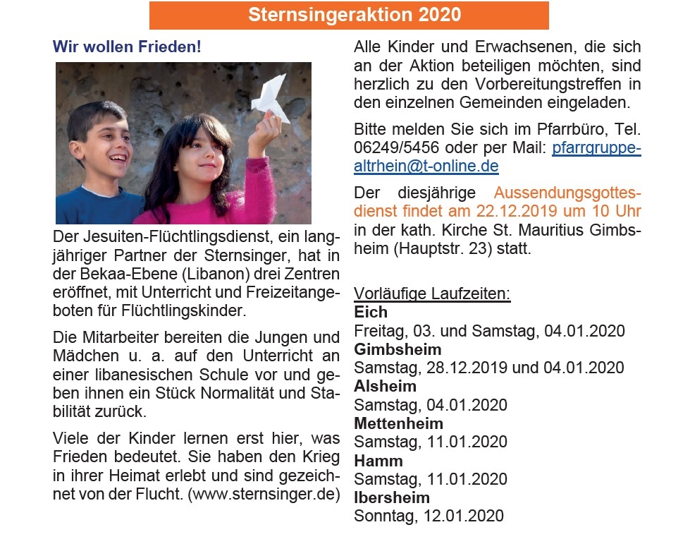Sternsinger 2020 Altrhein (c) vs