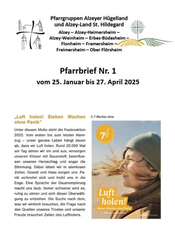 Deckblattbild Pfarrbrief 1/2025 (c) PG Alzeyer Hügelland/Alzey-Land