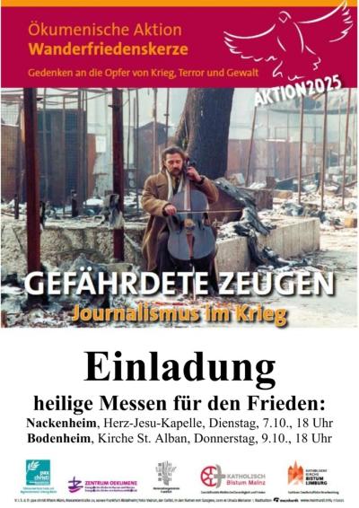 Plakat zum Gottesdienst mit der Wanderfriedenskerze