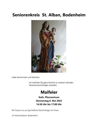 Plakat zur Maifeier des Seniorenkreises