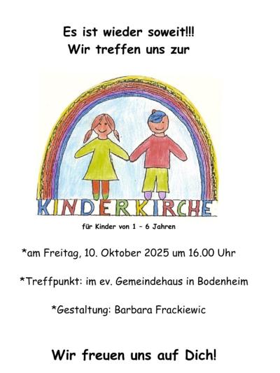 Plakat zur ökumenischen Kinderkirche am kommenden Freitag, 10. Oktober