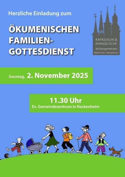 Einladungsplakat zum Ökumenischen Familiengottesdienst am Sonntag, 2. November um 11.30 Uhr