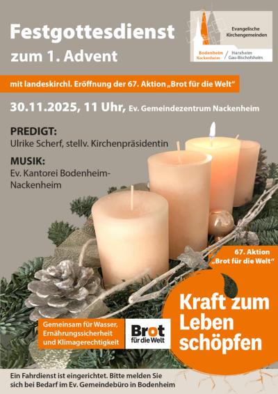Festgottesdienst der evangelischen Gemeinde Bodenheim/Nackenheim zur Eröffnung der Aktion Brot für die Welt