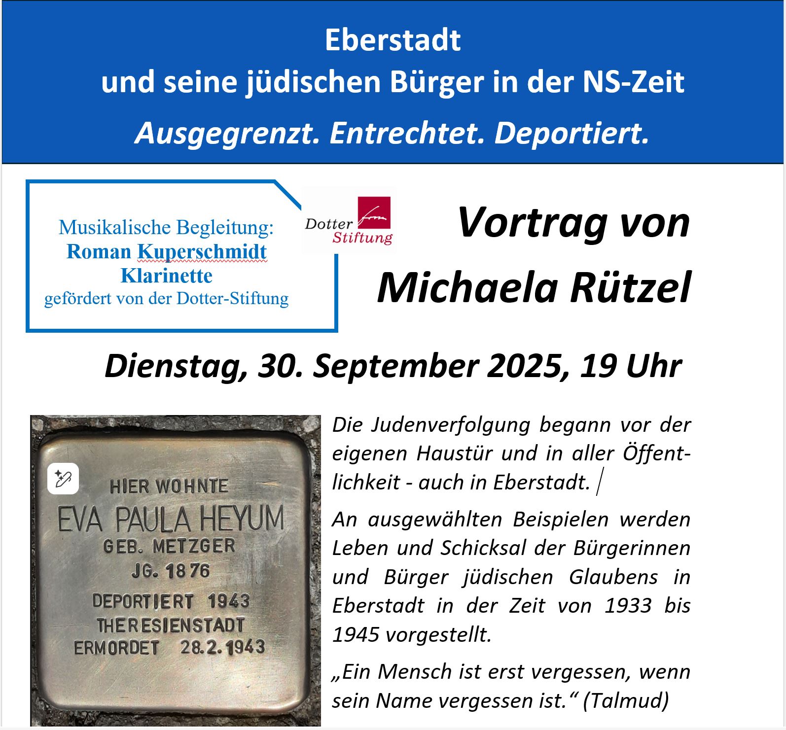 Vortrag begleitet von Klezmer-Musik im Pfarrsaal St. Josef (c) MA