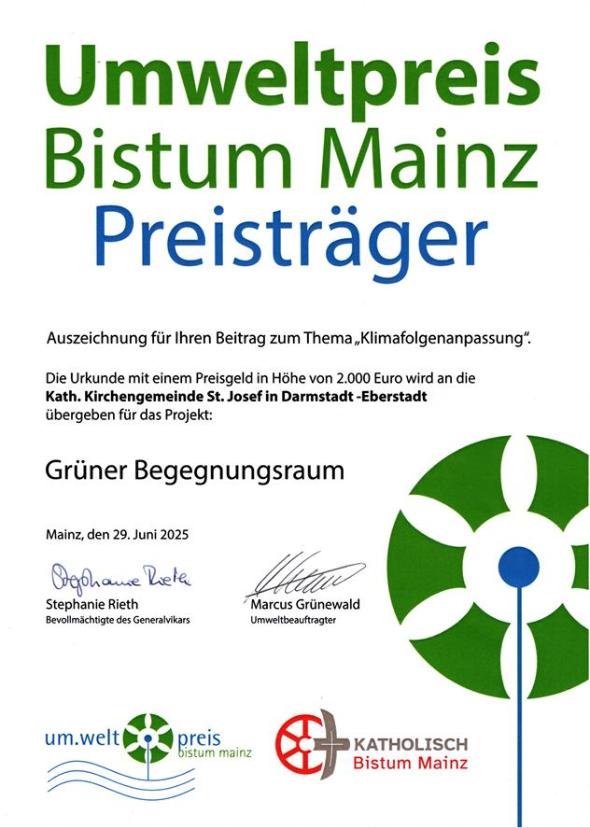 Umweltpreis für Grünen Begegnungsraum (c) Bistum Mainz