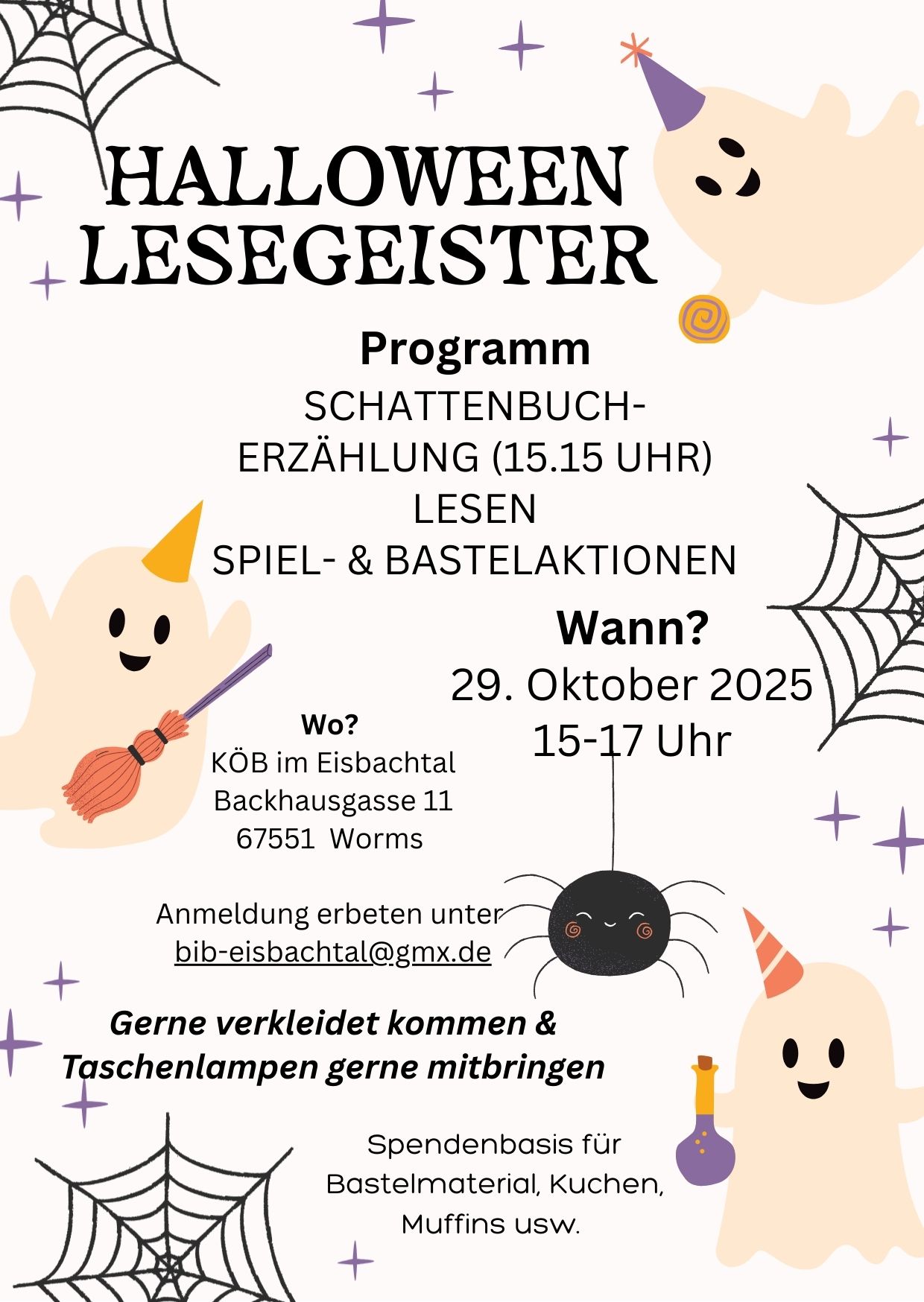 Flyer Halloween Lesegeister (c) Pfarrgruppe Katholische Kirche im Eisbachtal