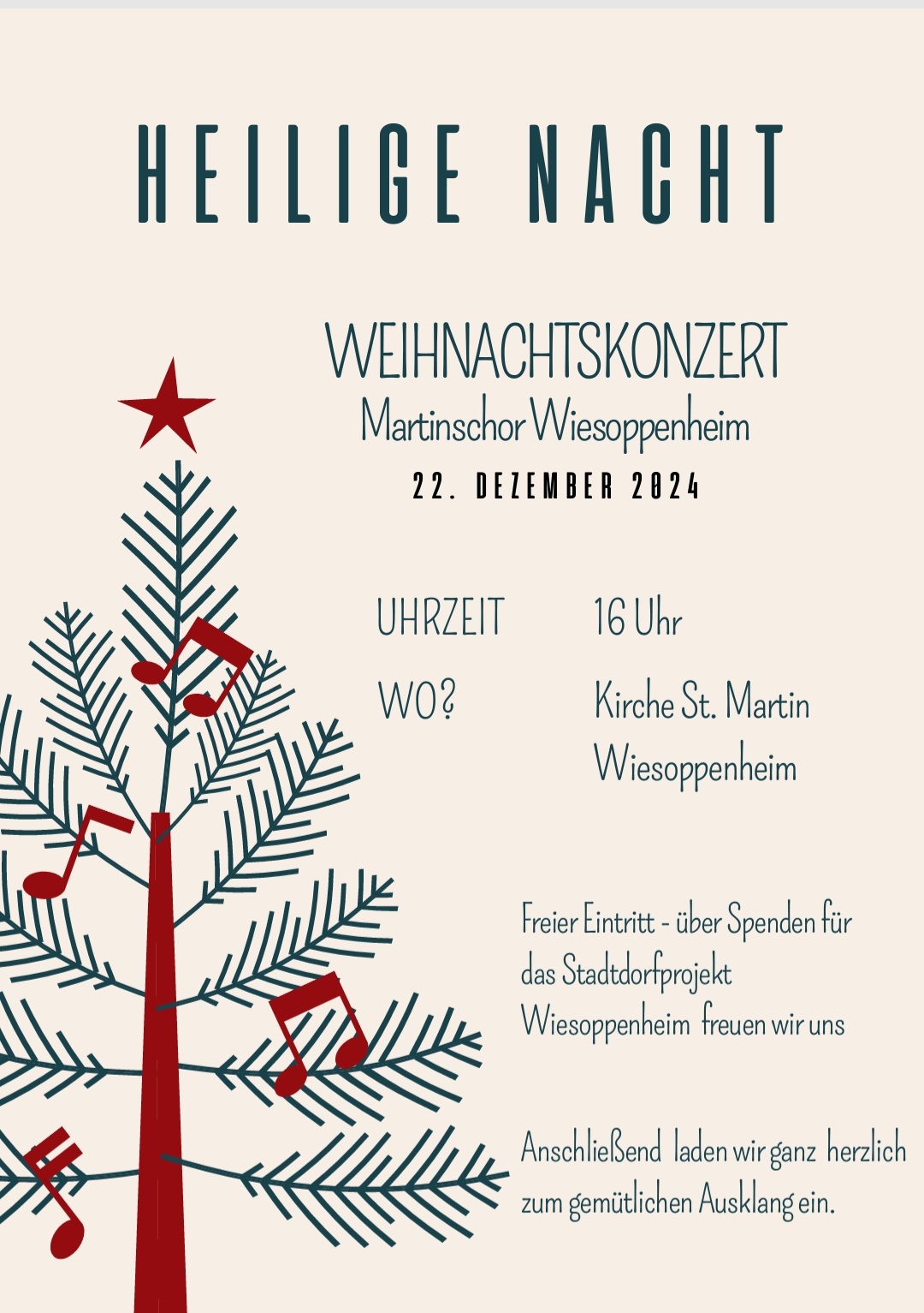 Plakat Martinschor - Weihnachtskonzert Heilige Nacht (c) Pfarrgruppe Katholische Kirche im Eisbachtal