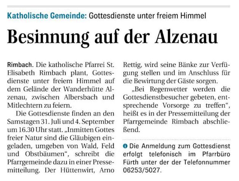 Alsenau Gottesdienst (c) Odenwälder Zeitung