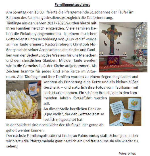 Familiengottesdienst 16.03.2025