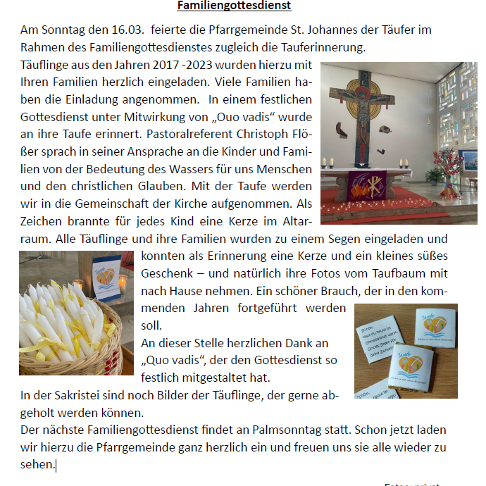 Familiengottesdienst 16.03.2025
