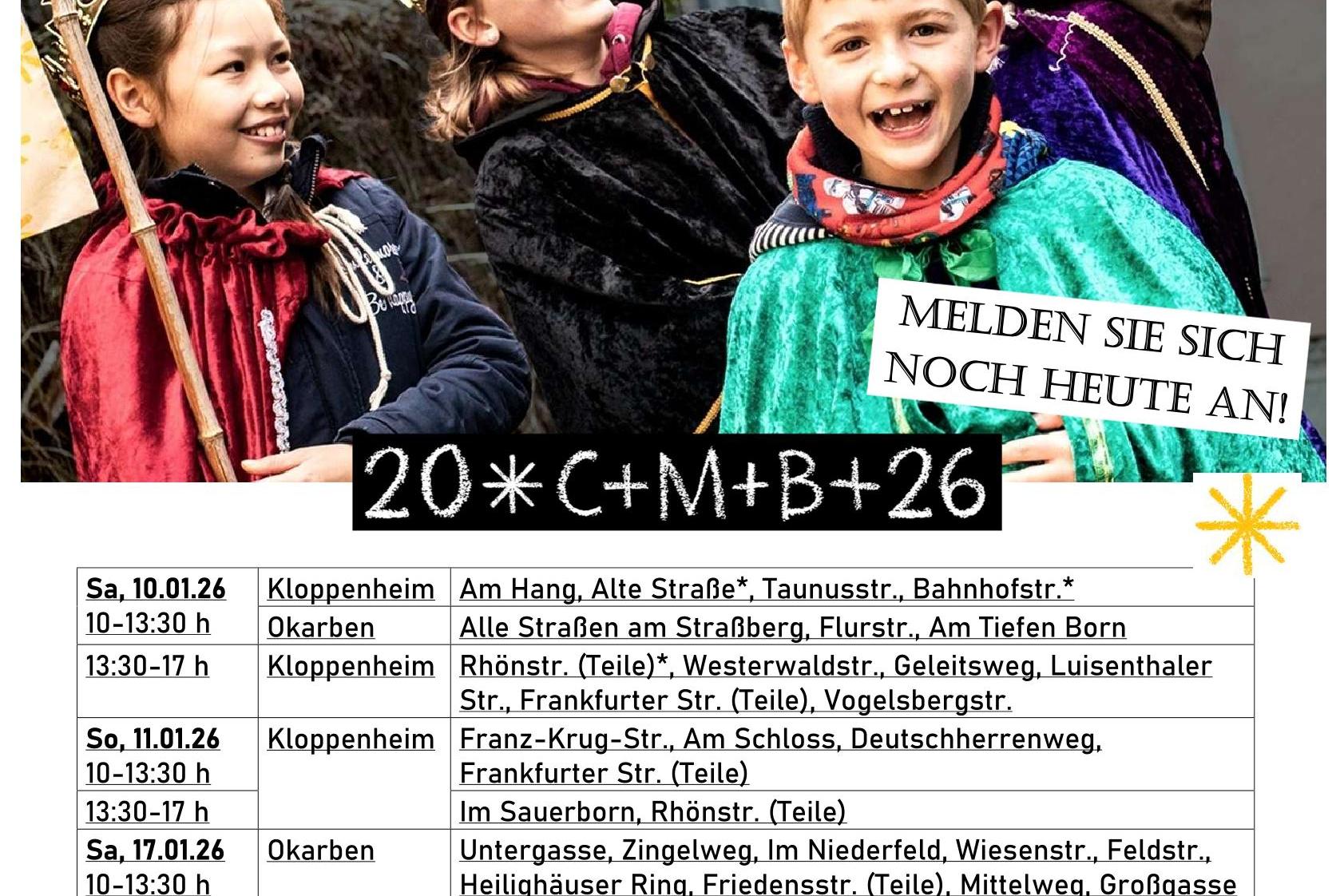 Plakat die Sternsinger kommen Kloppenheim_
