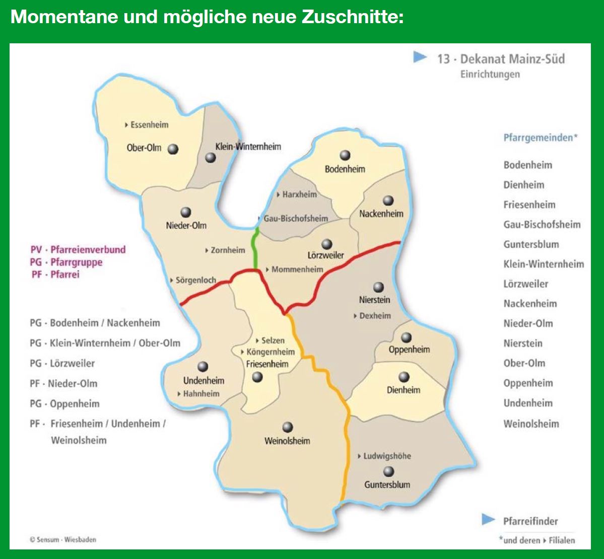 Dekanat Mainz Süd - Momentane und mögliche neue Zuschnitte (c) Dekanat Mainz Süd