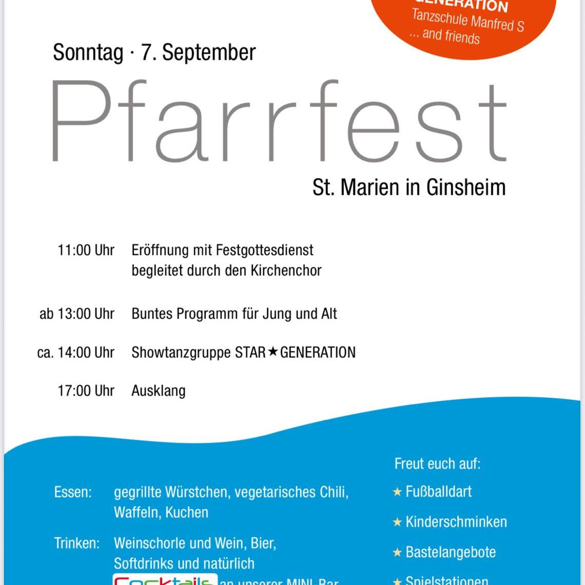 Plakat zum Pfarrfest Ginsheim 2025