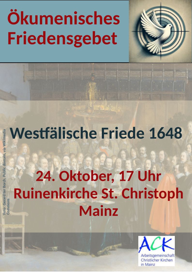 2025-10-24 Friedensgebet 24.10. Westfälischer Friede (c) Cityseelsorge Mainz, Foto: Gerard ter Borch, Public domain, via Wikimedia Commons