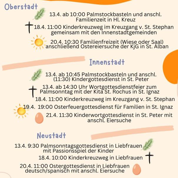 Kinder- und Familiengottesdienste rund um Ostern