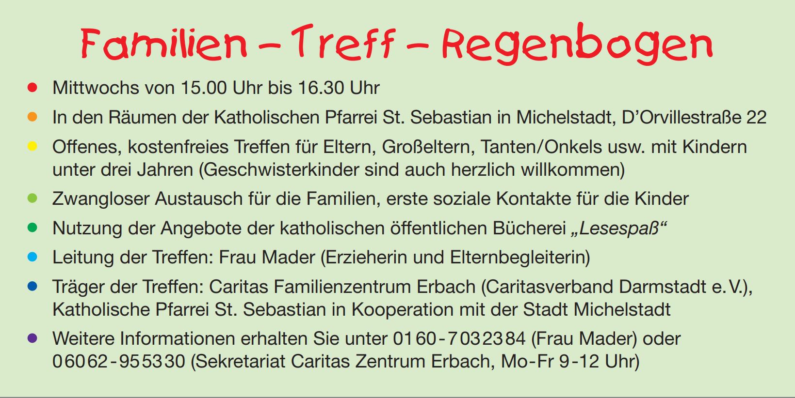 Familien-Treff-Regenbogen Hinweise (c) Caritas Familienzentrum Erbach
