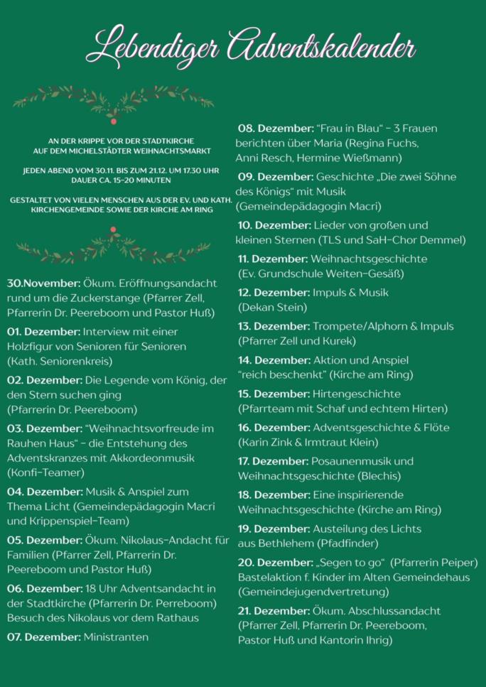 Lebendiger Adventskalender 2025