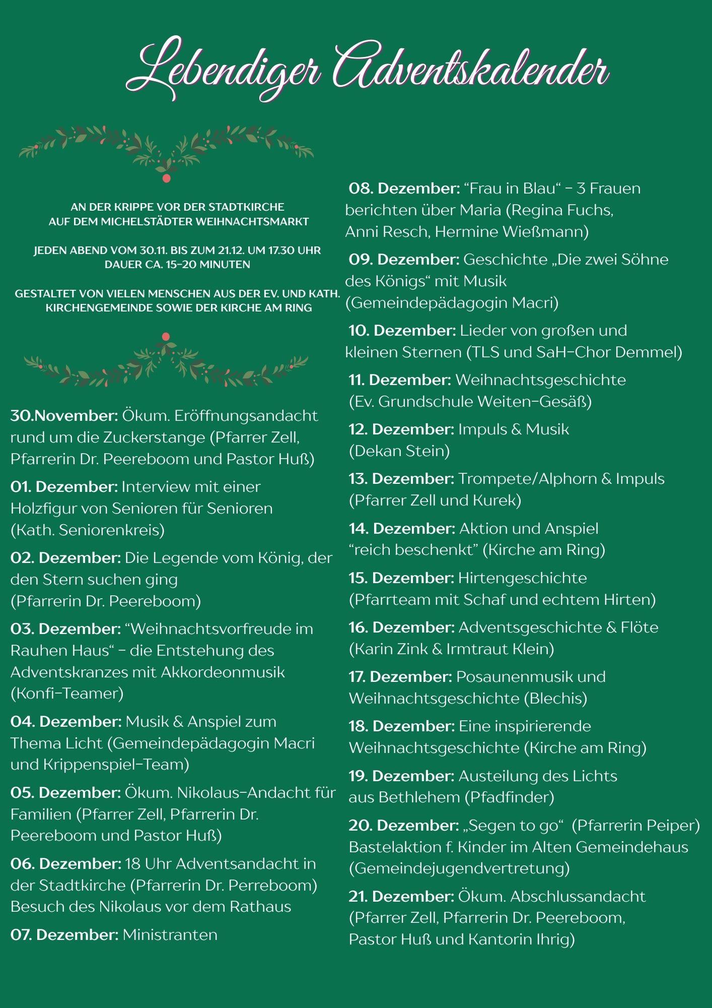 Lebendiger Adventskalender 2025