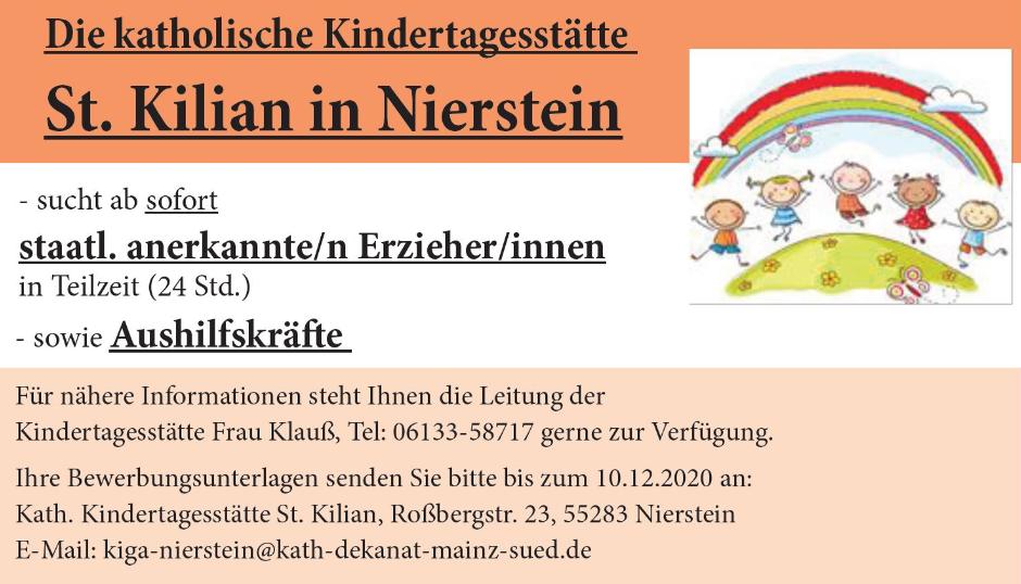 Stellenausschreibung in der katholischen Kindertagesstätte Nierstein