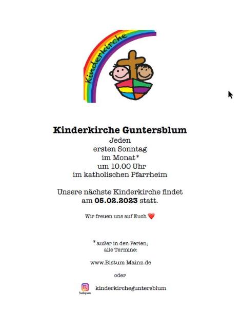 202302_Kinderkirche_Guntersblum (c) Pfarrgruppe Oppenheim