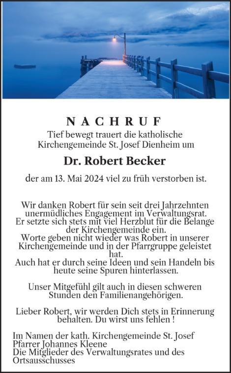 202406_Nachruf Dr. Robert Becker (c) Pfarrgruppe Oppenheim