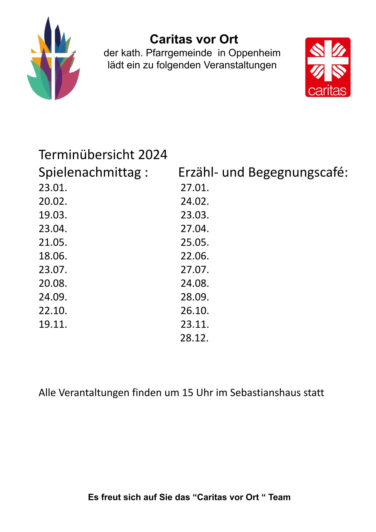 2024_Caritas_Termine Begegnungscafé und Spielenachmittag-1 (c) Pfarrgruppe Oppenheim