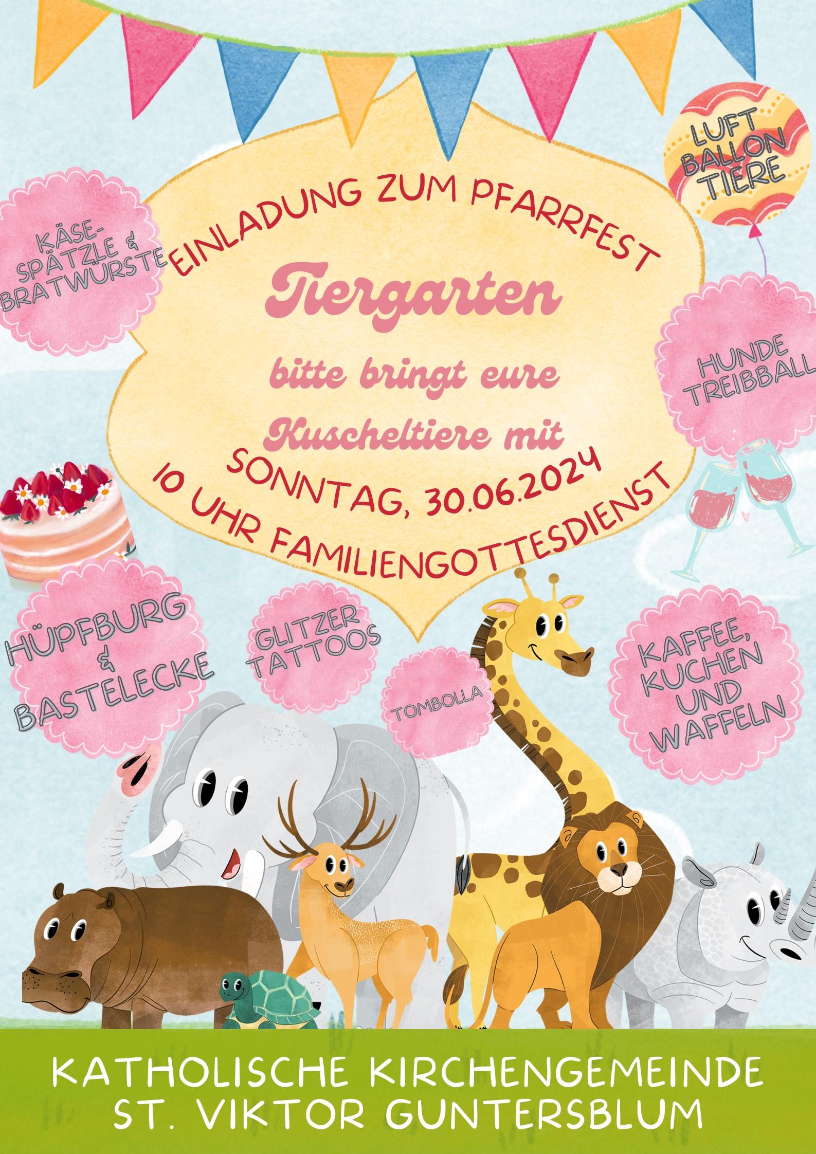 Plakat Pfarrfest Guntersblum 2024 Tiergarten (002) (c) Pfarrgruppe Oppenheim