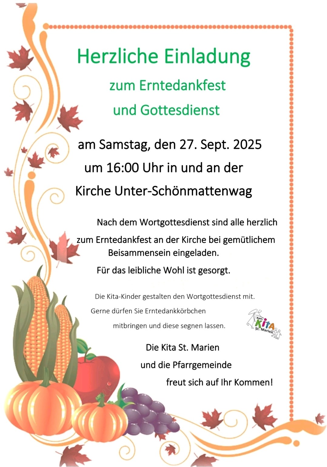 Erntedank in Usw (c) Pfarrgruppe Überwald