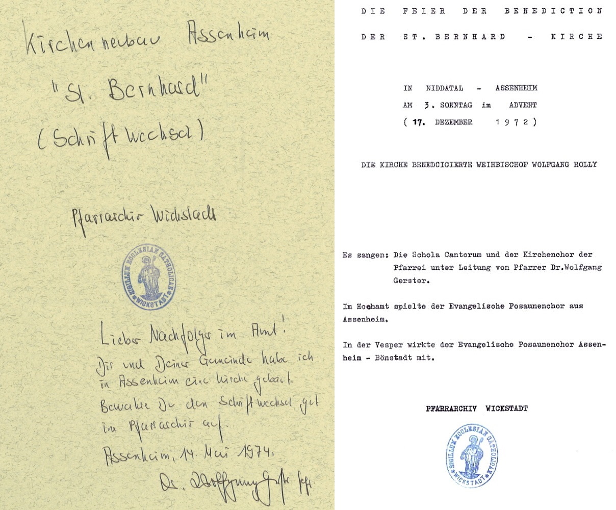 Brief von Pfarrer Dr. Gerster zum Bau der Kirche St. Bernhard (c) K. R. Wornath