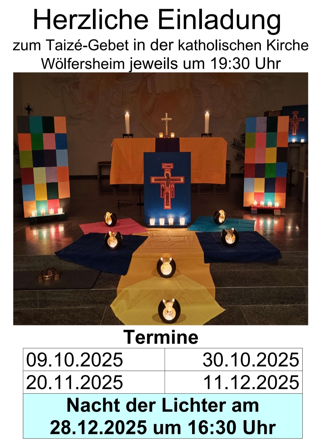 Taizegebete 2. Halbjahr (c) Christkönig Wölfersheim