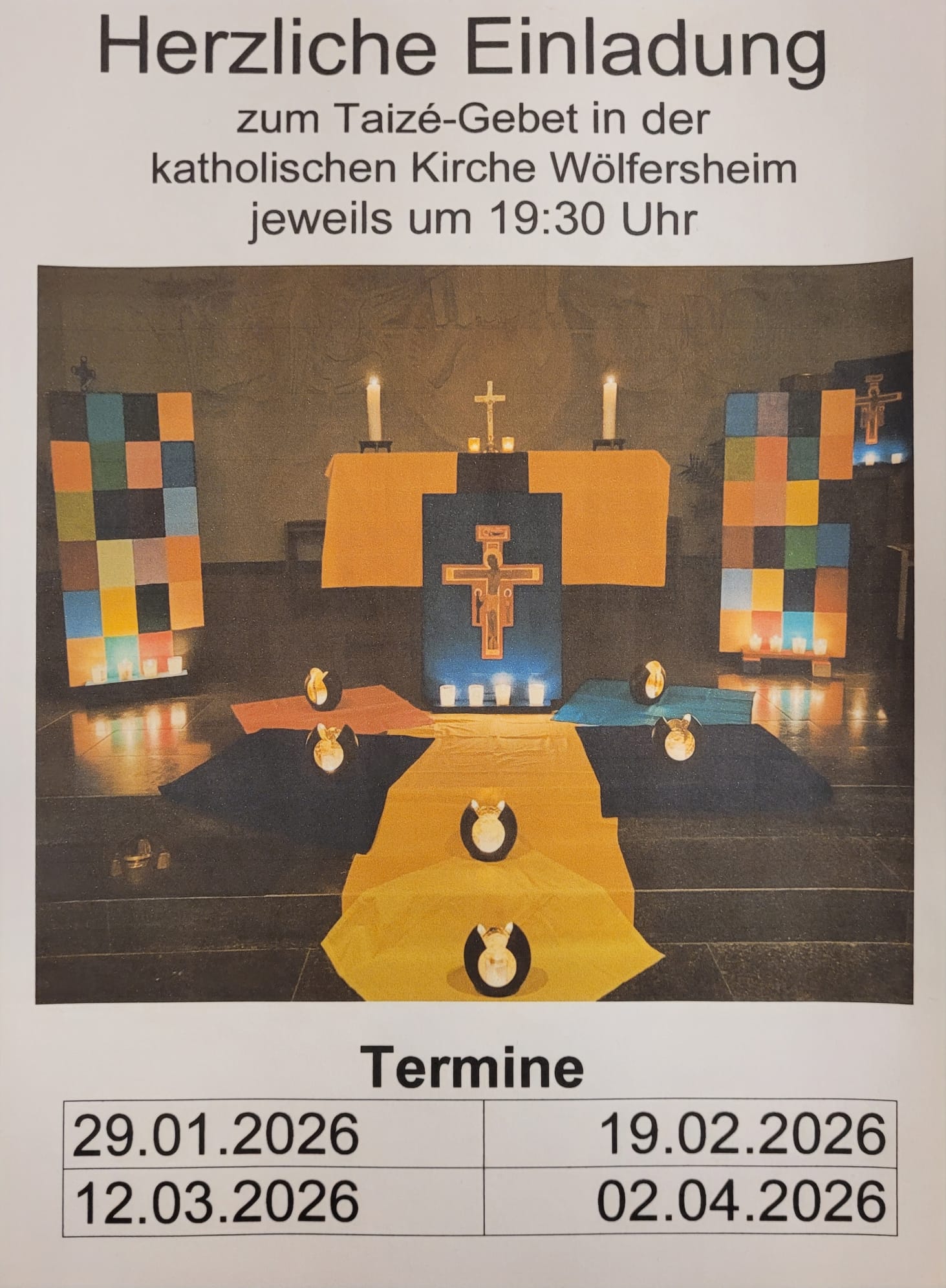 Taizegebete erstes Quartal 2026 (c) Christkönig Wölfersheim