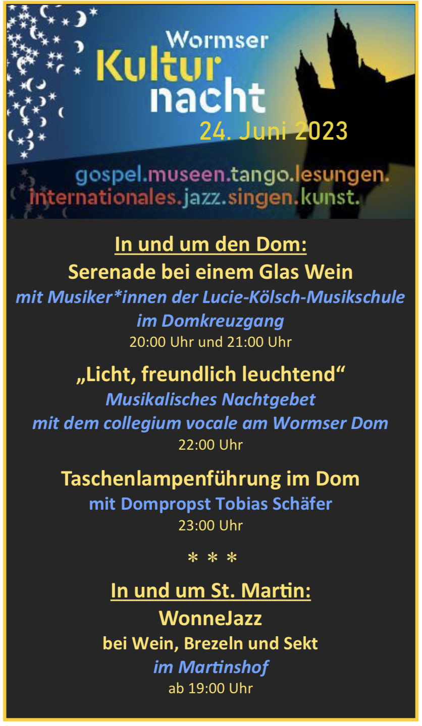 Programm Kulturnacht 2023 (c) Pfarrgruppe Dom St. Peter und St. Martin