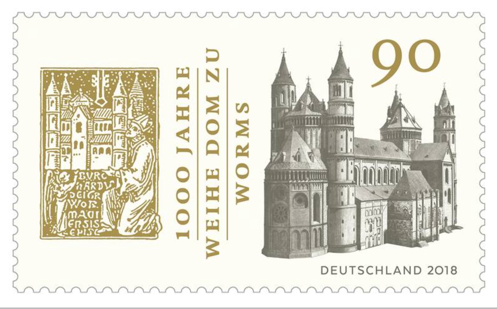 Sonderbriefmarke "1000 Jahre Domzu Worms" Pfarrgruppe Dom St. Peter