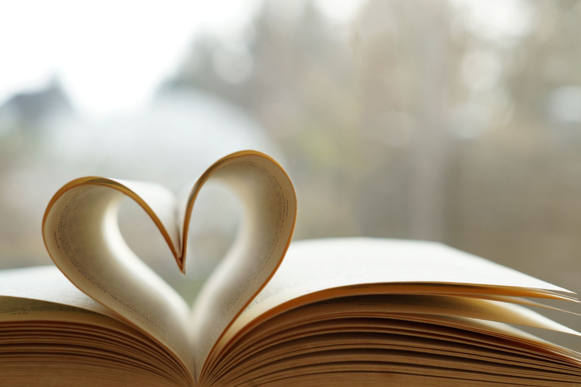 Buchseite in Herzform