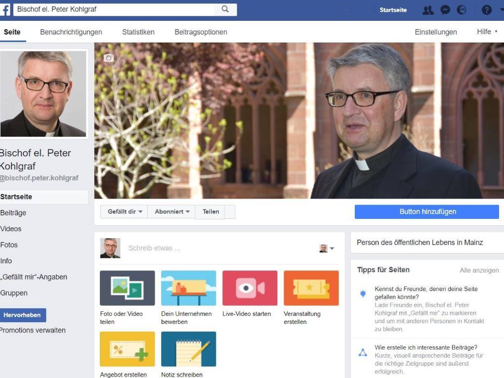 Der künftige Bischof Peter Kohlgraf auf Facebook