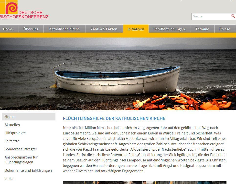 Website DBK Flüchtlingshilfe (c) DBK