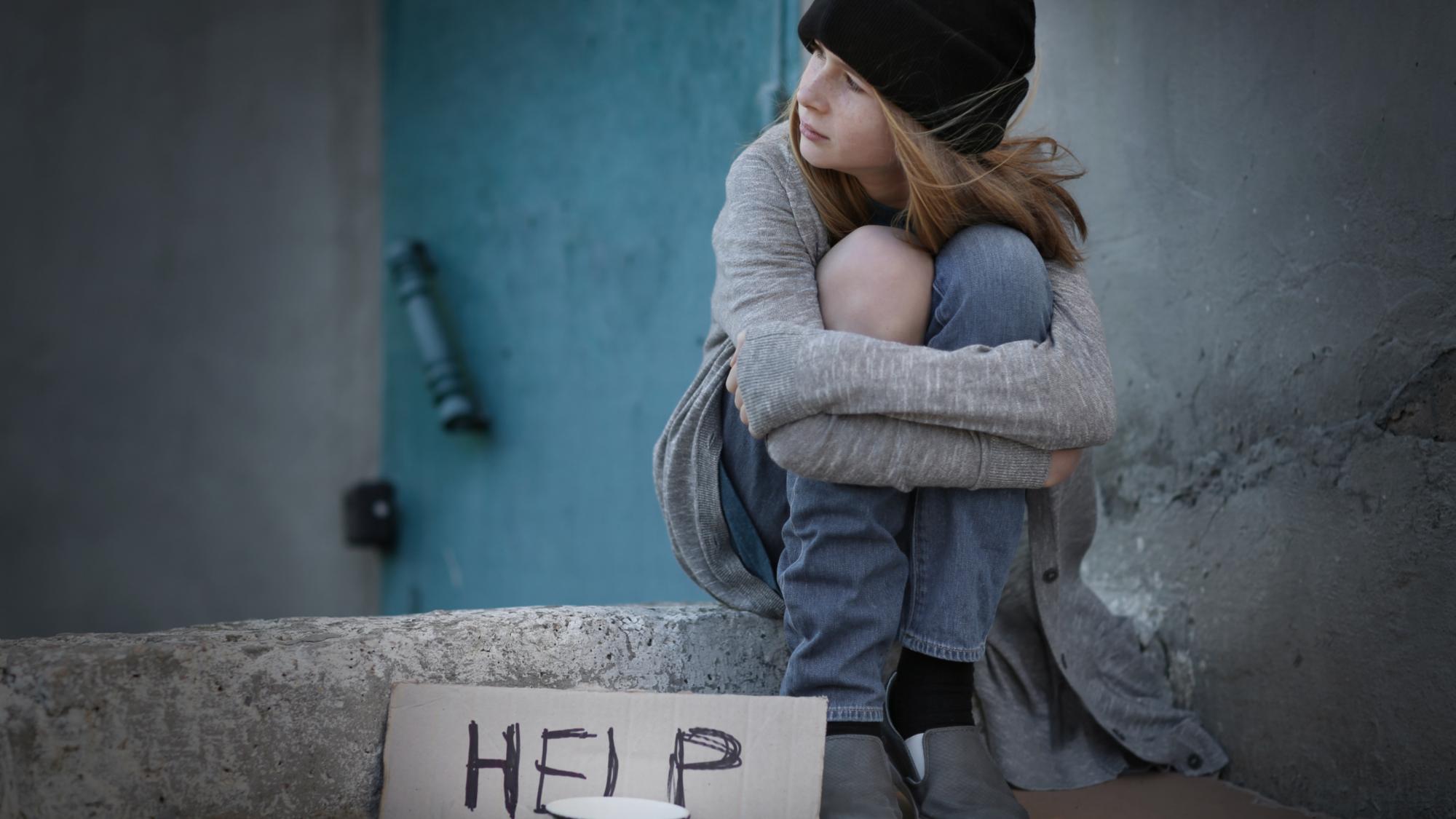 Obdachloses Mädchen