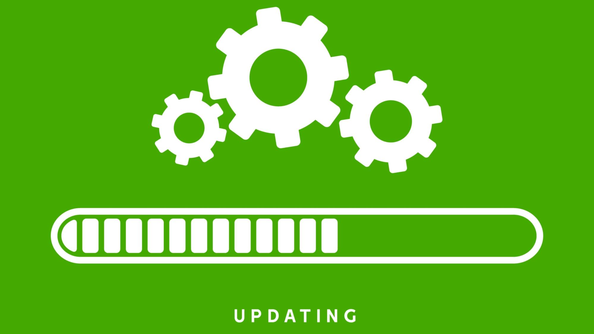 System software update or upgrade. Application loading process symbol web screen. Vector computer technology