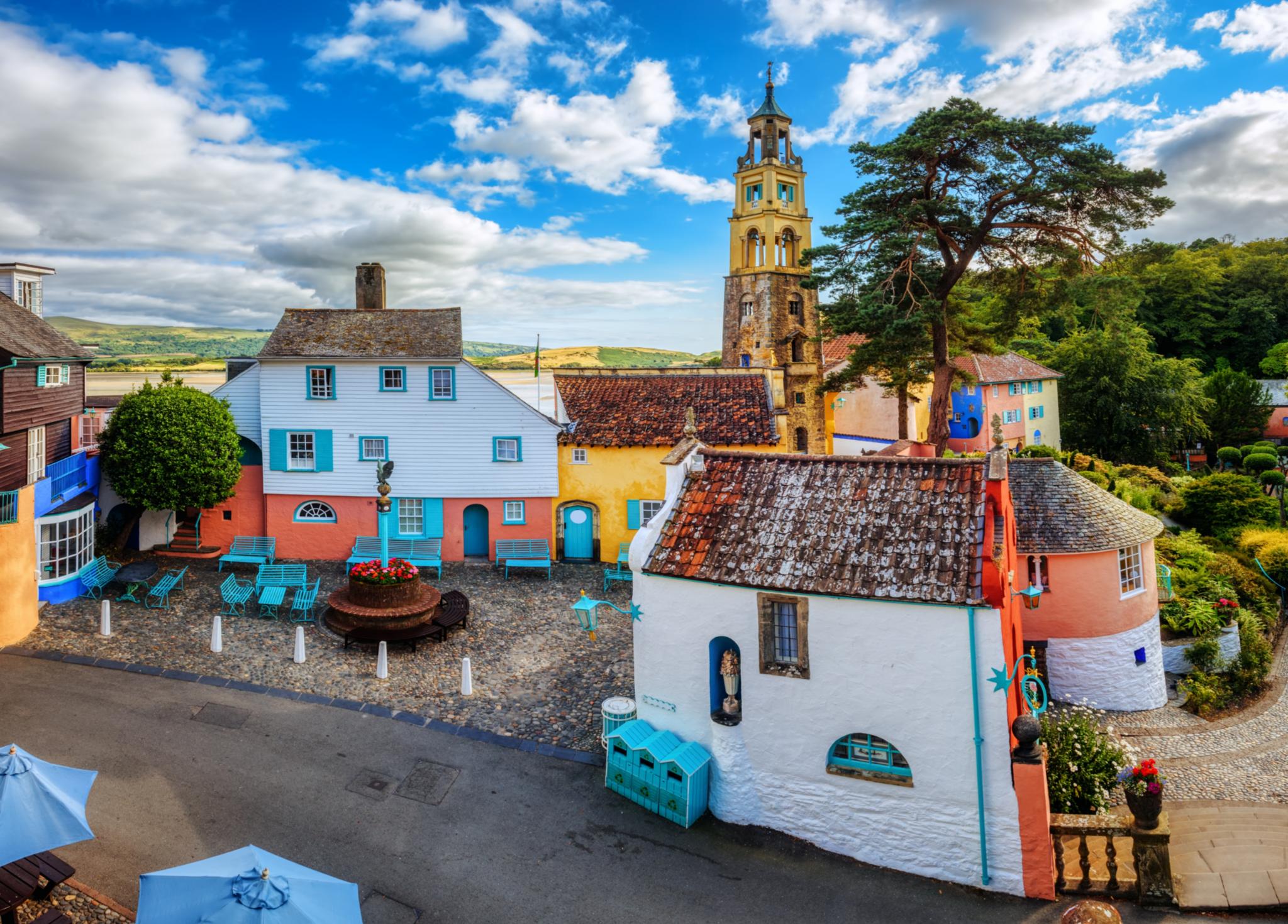 Picturesque Portmeirion village in North Wales, United Kingdom