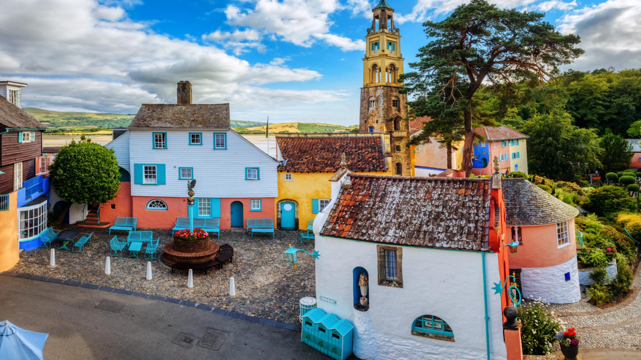 Picturesque Portmeirion village in North Wales, United Kingdom