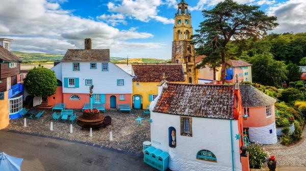 Picturesque Portmeirion village in North Wales, United Kingdom