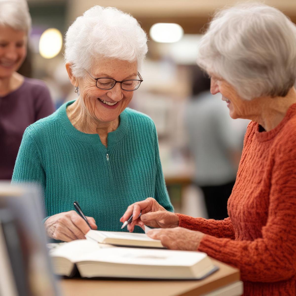 Seniorinnen in der Bücherei