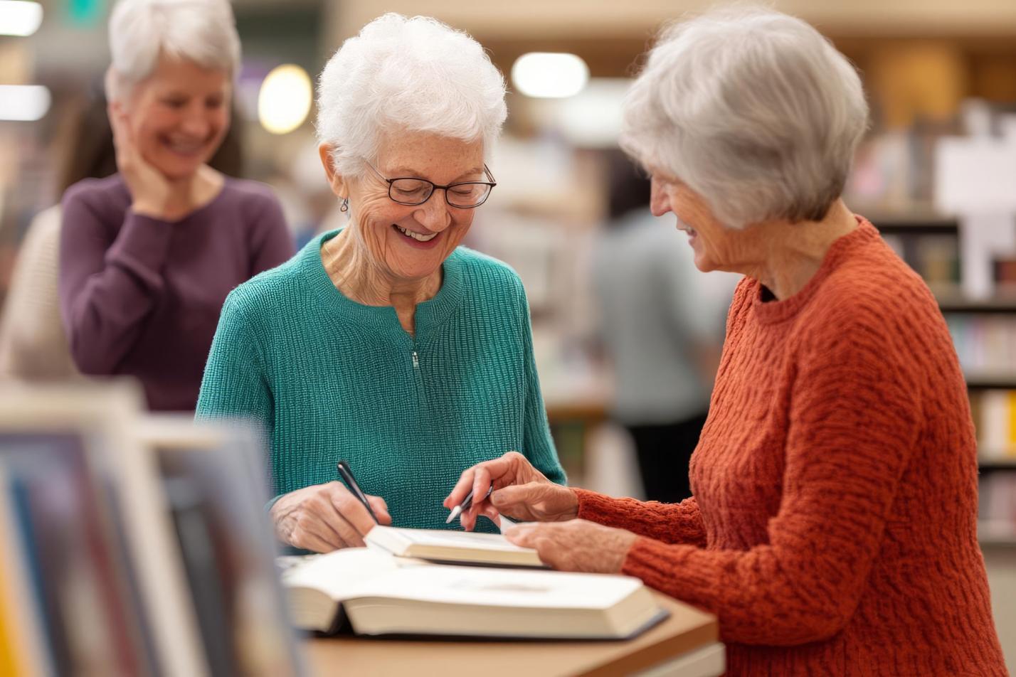 Seniorinnen in der Bücherei