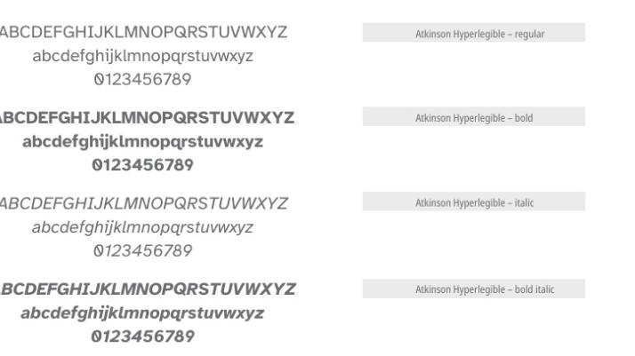 Bistum Mainz: Die Hausschrift Atkinson Hyperlegible - verschiedene Versionen