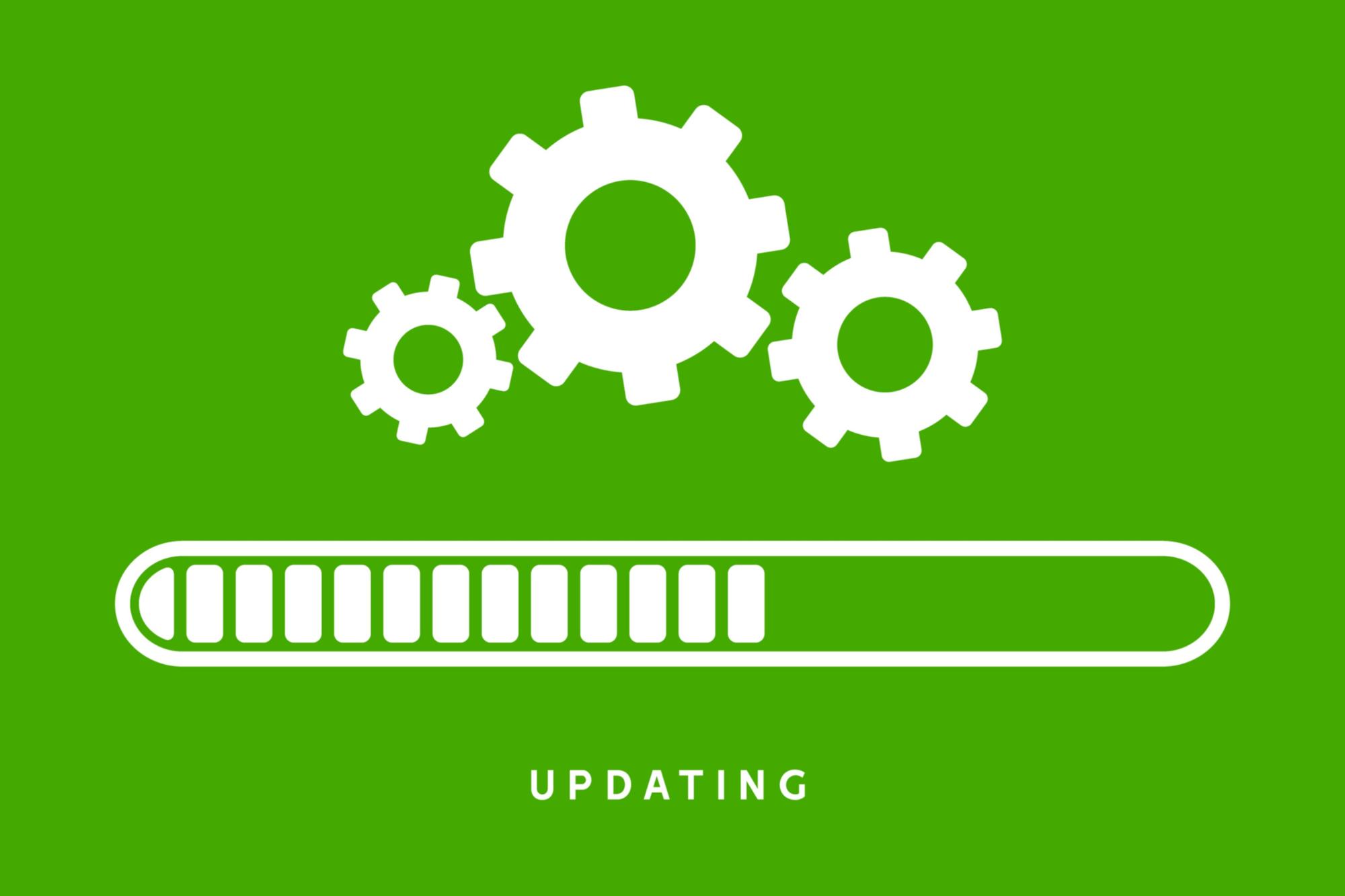 System software update or upgrade. Application loading process symbol web screen. Vector computer technology